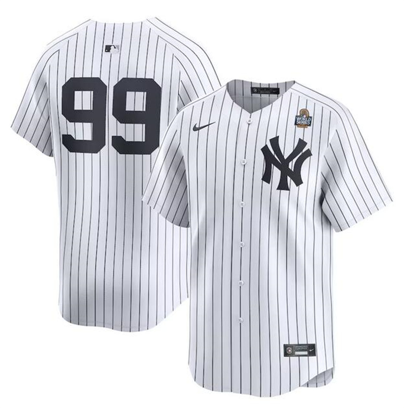 Men's New York Yankees #99 Aaron Judge White 2024 World Series Home Limited Stitched Baseball Jersey Men's New York Yankees #99 Aaron Judge White 2024 World Series Home Limited Stitched Baseball Jersey